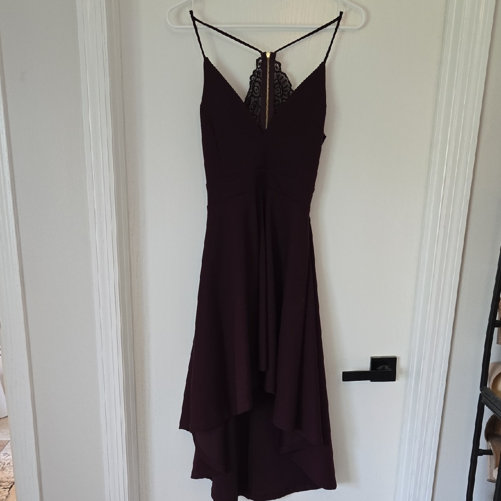 Windsor Burgundy High Low Dress with Lace